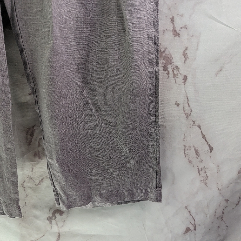 Kleen Pants Womens Large Purple Gray Pull On Linen Elastic Cropped High Rise - Picture 4 of 9